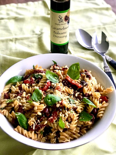 Warm Pasta Salad with Balsamic Dressing.