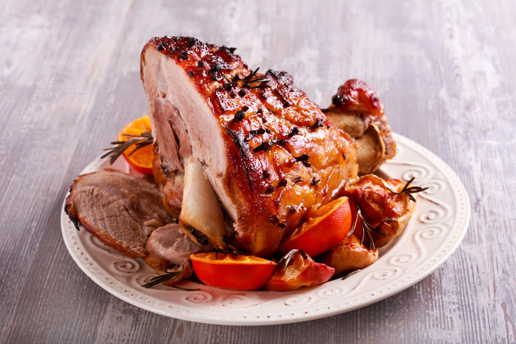 Delicious glazed ham using Simply Stirred chilli jam, plated beautifully 