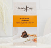 Beautiful Pudding Lady Chocolate Delite Bites shown with chocolate dipping sauce - perfect gift
