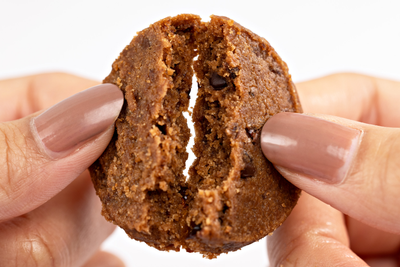 Close up of delicious looking chocolate pudding cookie