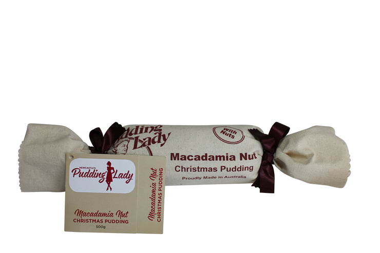 Macadamia Nut Christmas Pudding - Log in cloth