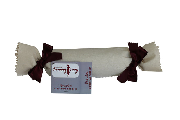Chocolate Log Pudding wrapped in calico