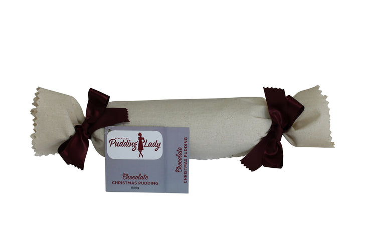 Chocolate Log Pudding wrapped in calico