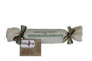 Chocolate and Macadamia Nut Log Pudding wrapped in calico