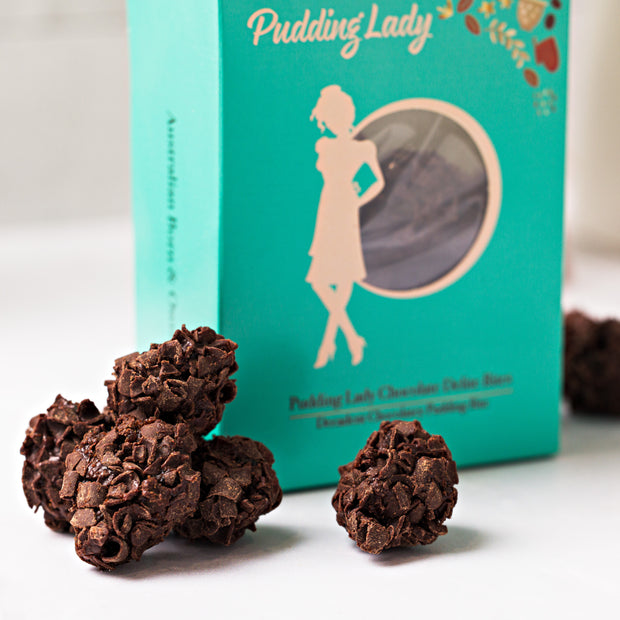 Delite Bites - small snack sized pudding bites with chocolate coating presented in beautiful Pudding Lady gift box